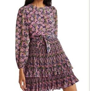 Boden Floral Mini Dress - Purple and Pink